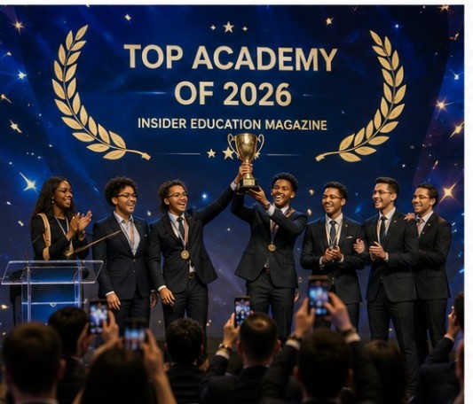 Vanguard STEM Academy accepting the Top Academy of 2026 award