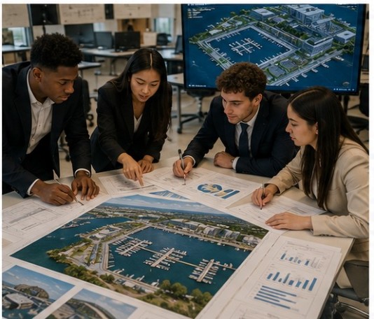 Vanguard students reviewing project plans and proposals