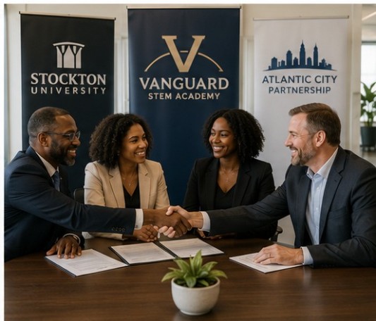 Vanguard, Stockton University, and Atlantic City partnership signing